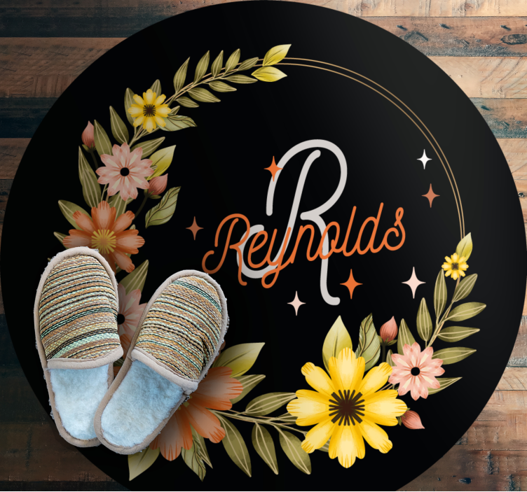 寝室 ビニールマット クラウンフローラルネーム - TENSTICKERS