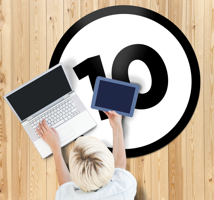 寝室 ビニールマット カスタマイズ可能な円形番号 - TENSTICKERS