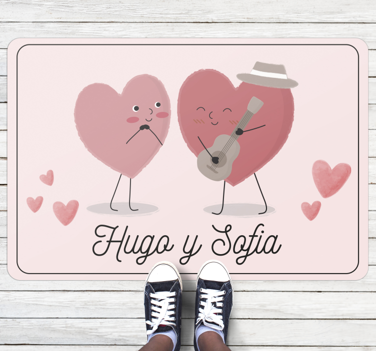 寝室 ビニールマット 名前入りデュオハート - TENSTICKERS