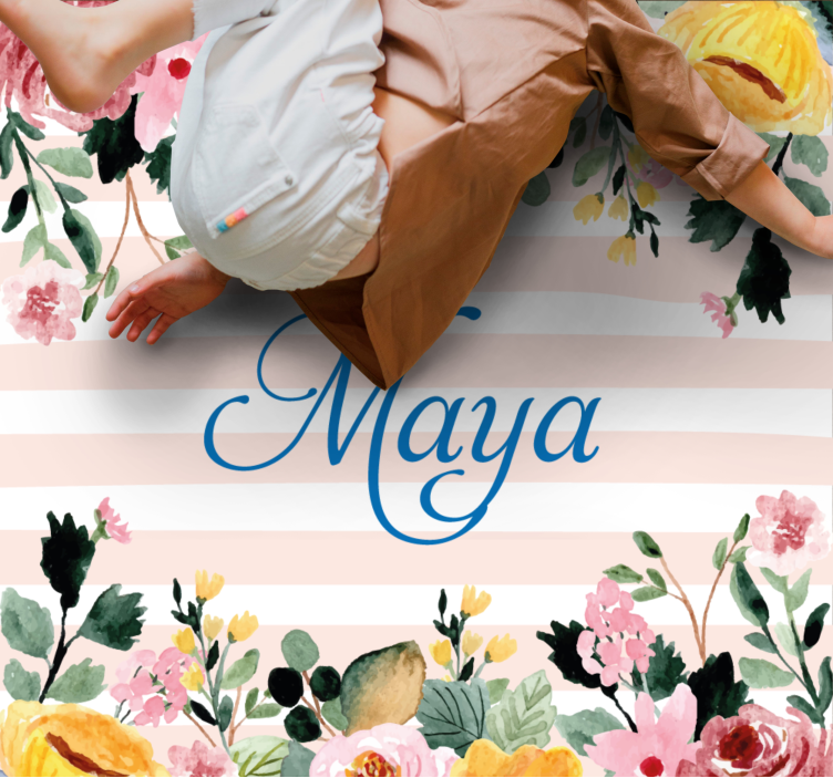 寝室 ビニールマット 花柄のパーソナライズ - TENSTICKERS