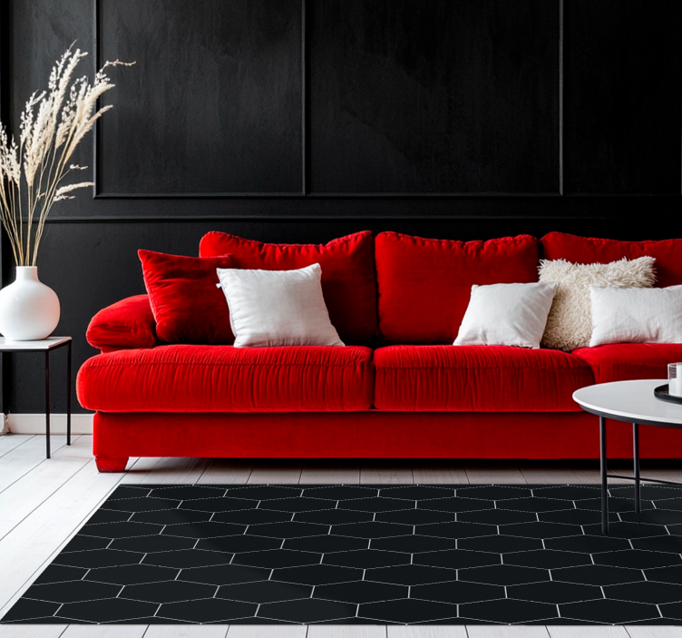 黒 ビニールマット 六角形モザイク - TENSTICKERS