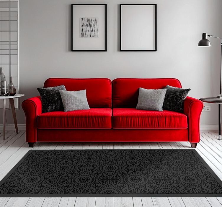 黒 ビニールマット マンダラフラワー - TENSTICKERS