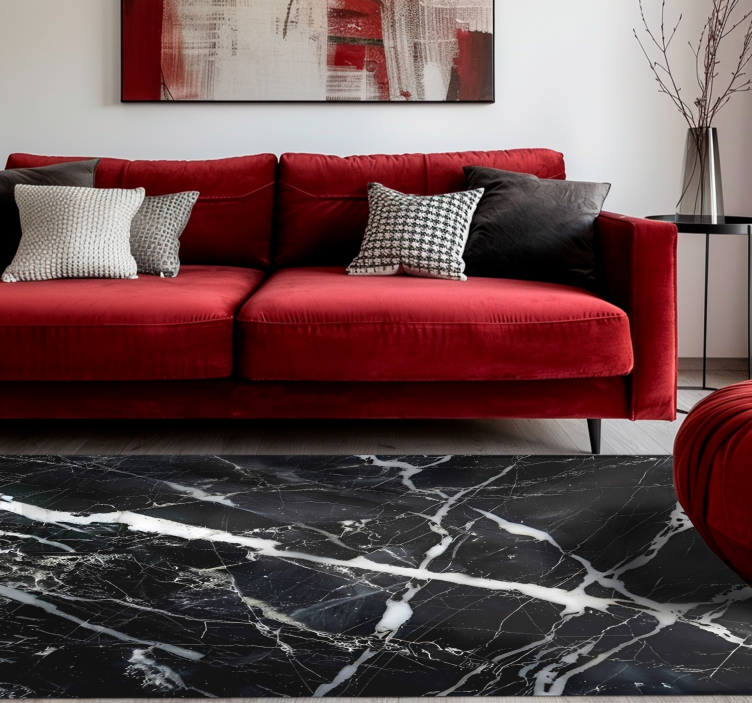 黒 ビニールマット ホワイトシェード大理石 - TENSTICKERS