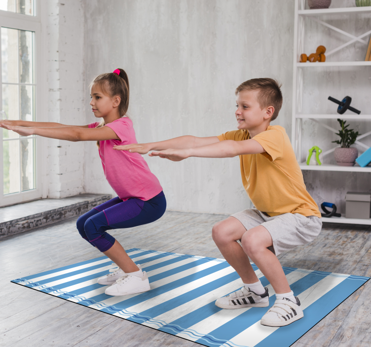 青と白のストライプセーラーカーペット - TENSTICKERS