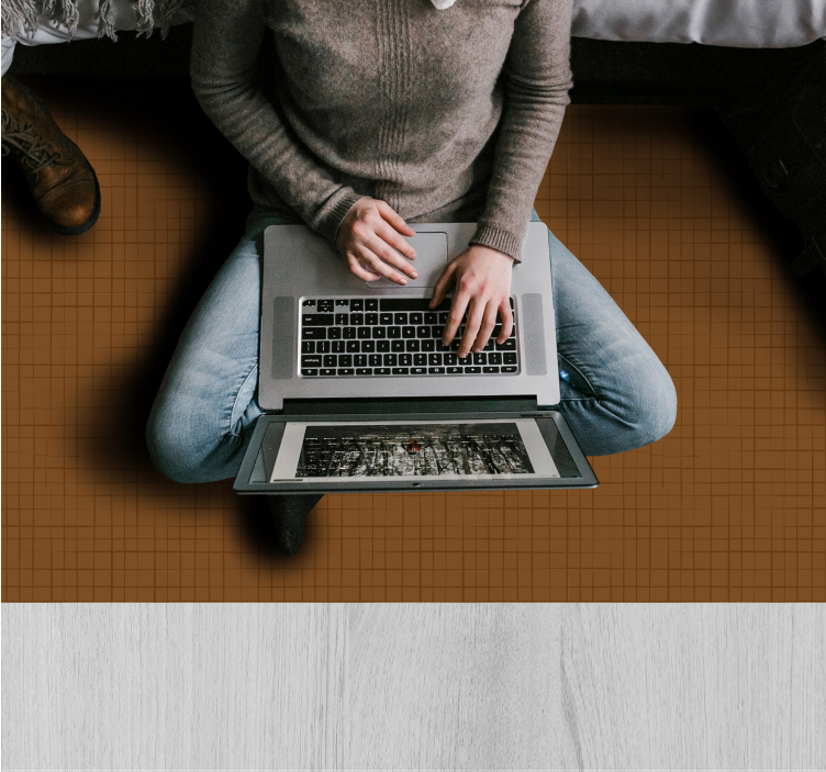 褐色 ビニルカーペット 格子模様の表面 - TENSTICKERS