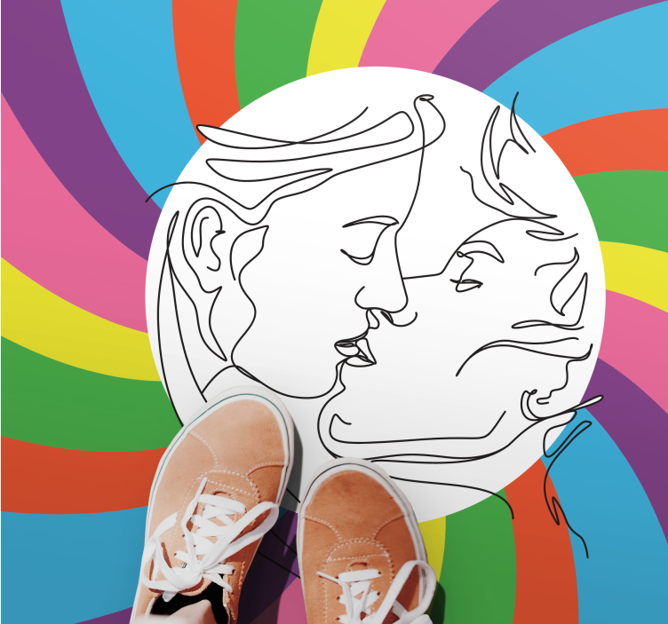 壁画 モアチルドレン カラフルなキスのシルエット - TENSTICKERS