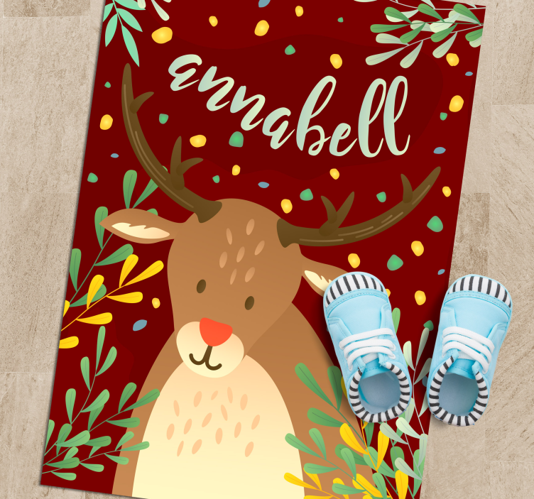 クリスマスの壁画 名前入りのトナカイ - TENSTICKERS