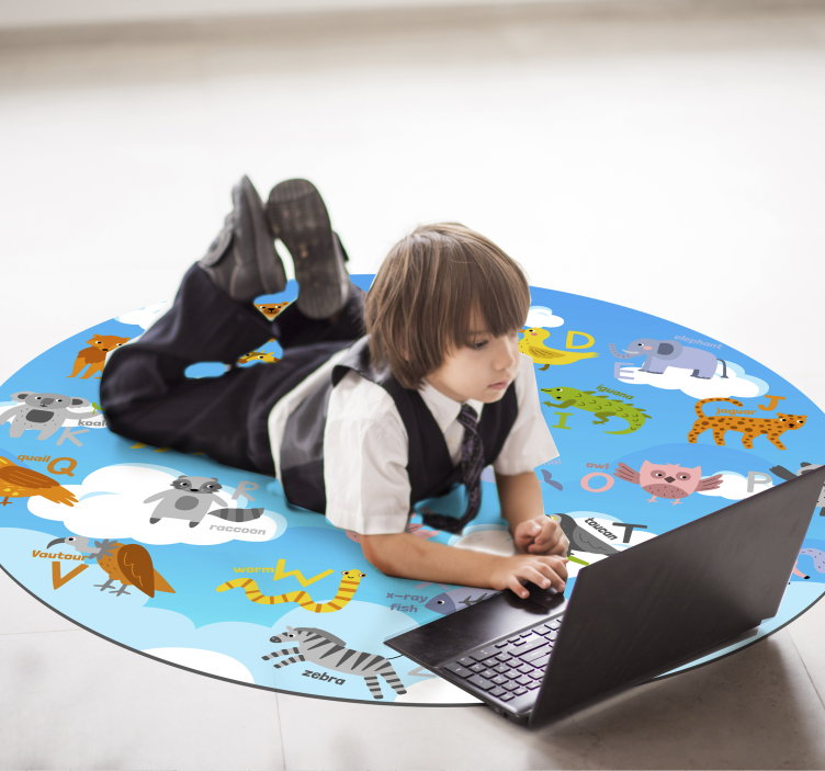 円形 ビニールマット アルファベット動物サークル - TENSTICKERS