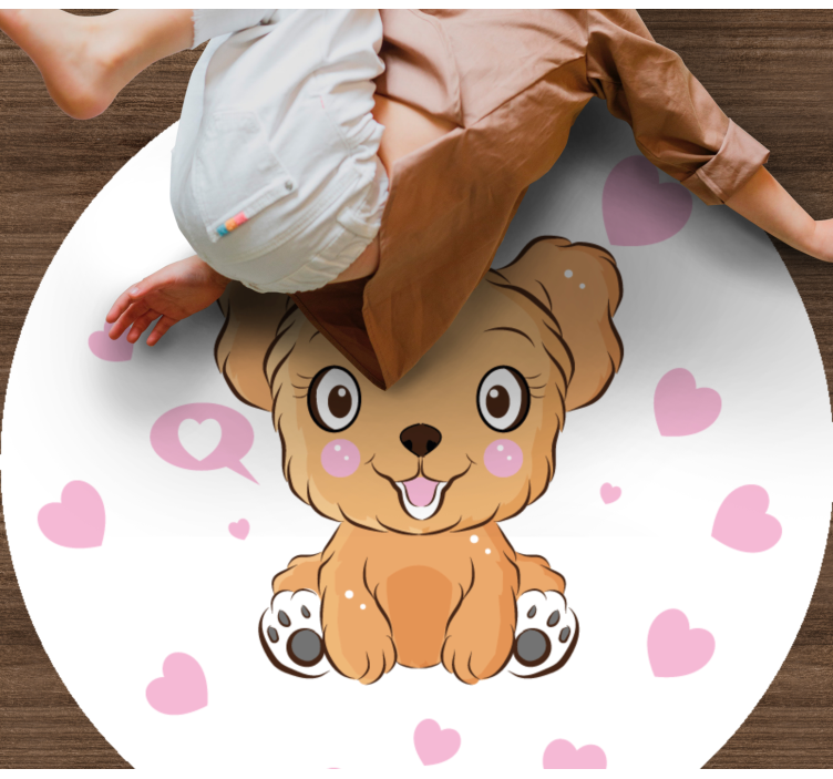円形 ビニールマット 子犬のかわいいイラスト - TENSTICKERS