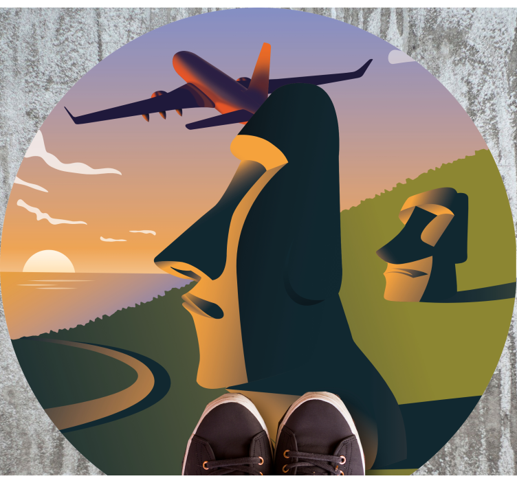 円形 ビニールマット イースター島の夕日 - TENSTICKERS