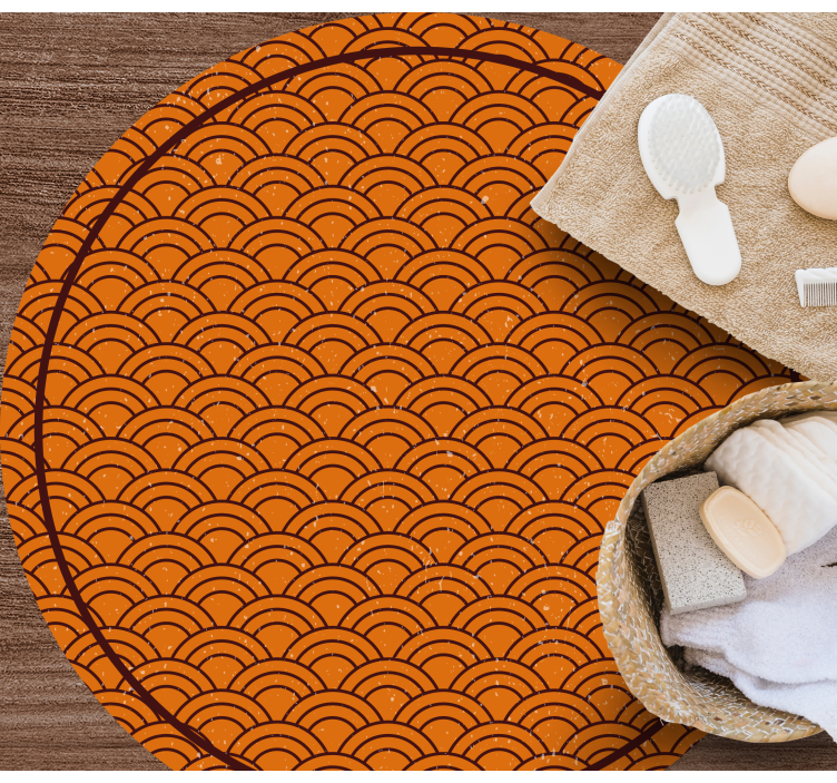 円形 ビニールマット オレンジ波模様 - TENSTICKERS