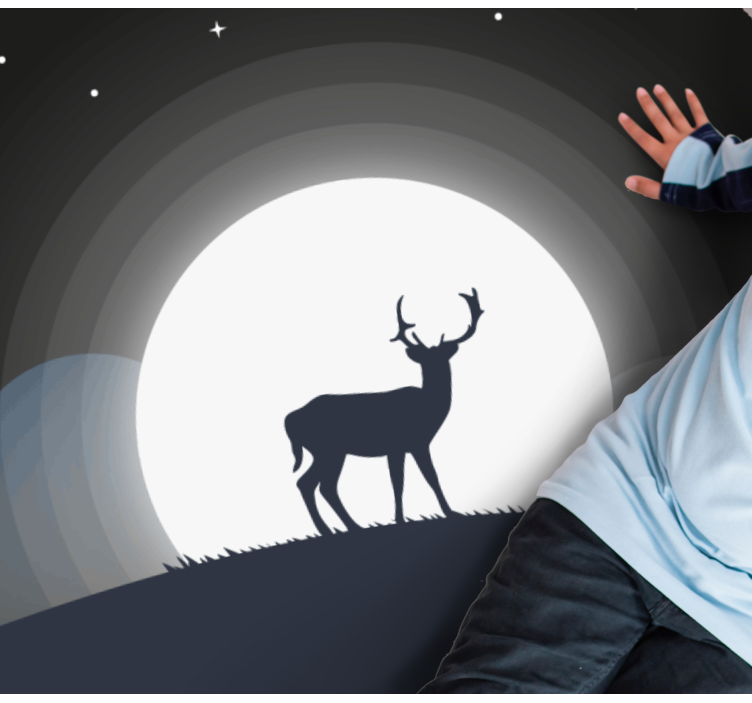 円形 ビニールマット 月下の鹿 - TENSTICKERS