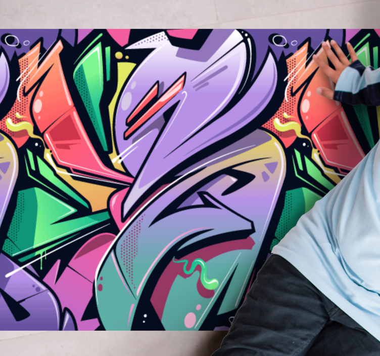 カラフルな落書きストリートアートテクスチャカーペット - TENSTICKERS