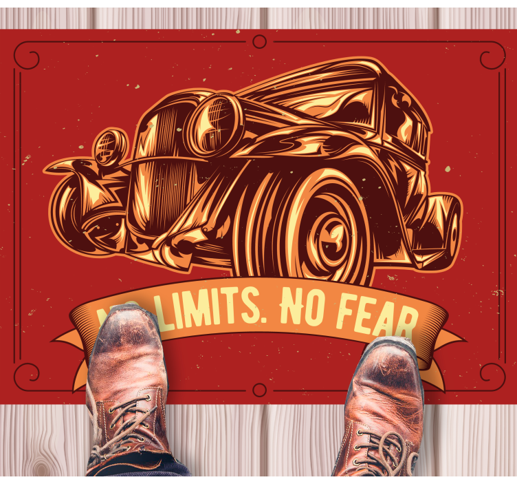 フレーズ ビニールマット クラシックカーイラスト - TENSTICKERS