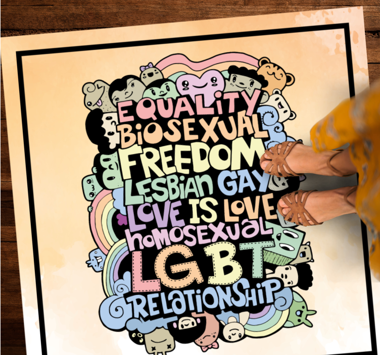フレーズ ビニールマット カラフルなlgbtメッセージ - TENSTICKERS