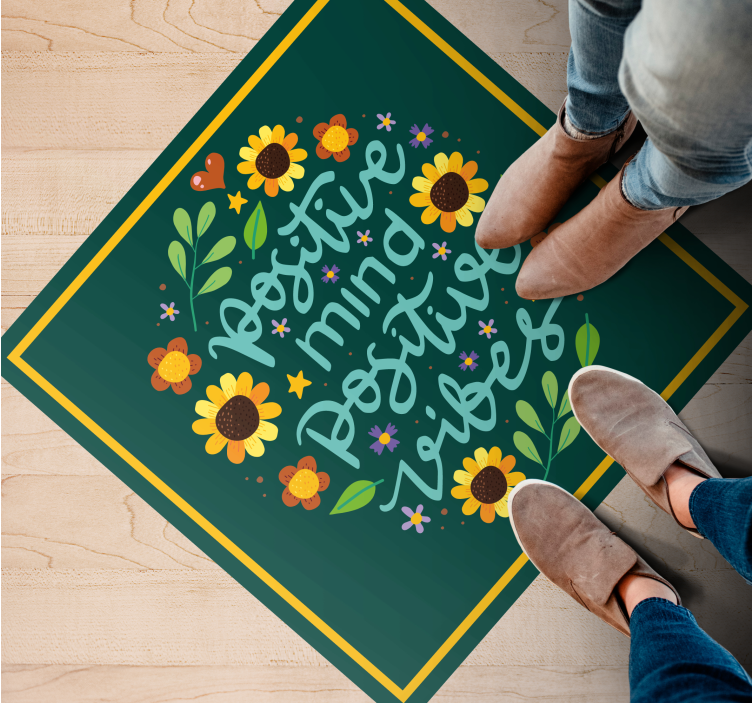 フレーズ ビニールマット ポジティブマインドバイブス - TENSTICKERS