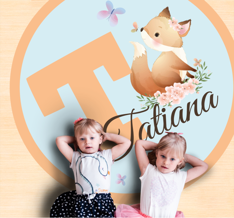 名前 ビニールマット かわいいキツネのイラスト - TENSTICKERS