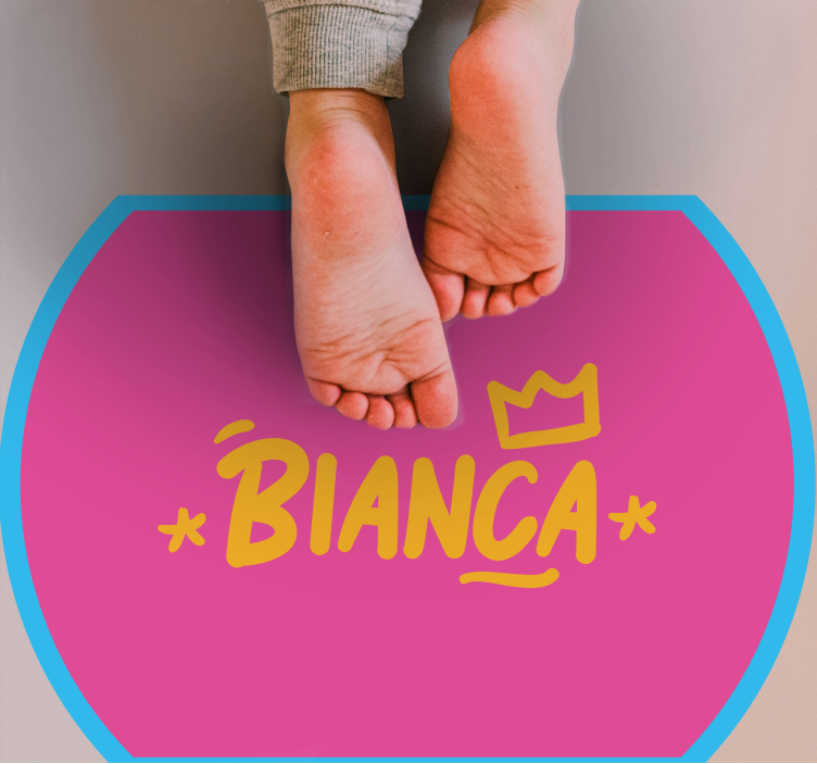 名前 ビニールマット 名前入り青い縁のラグ - TENSTICKERS