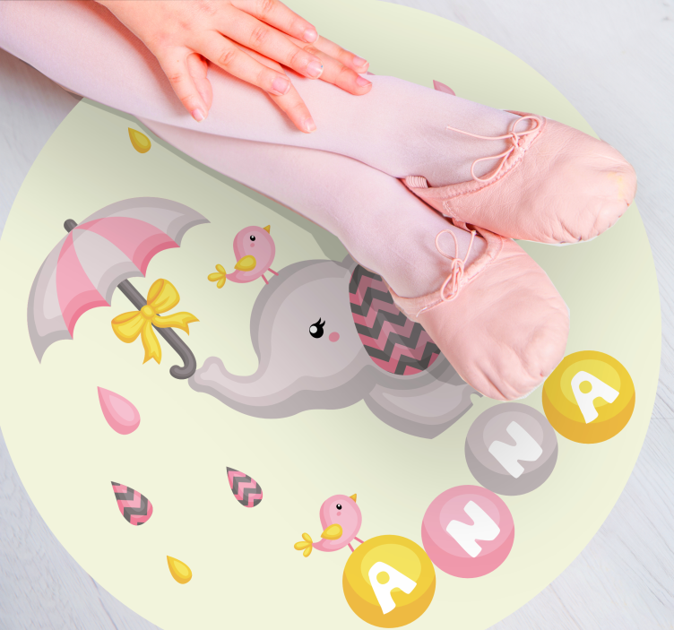 名前 ビニールマット かわいい象のデザイン - TENSTICKERS