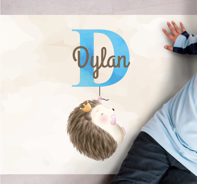 ハナ ビニールマット かわいいハリネズミのイニシャル - TENSTICKERS