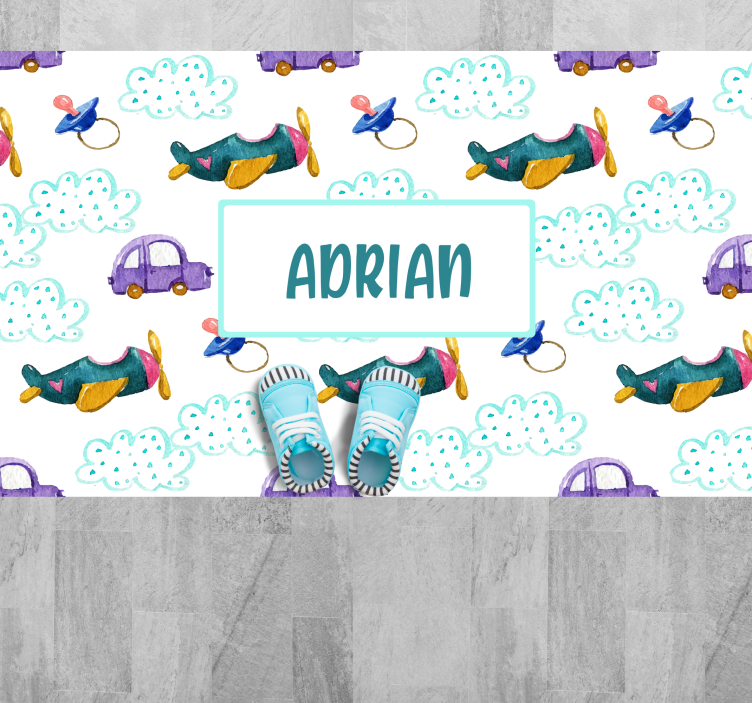 名前 ビニールマット 空想の飛行機テーマ - TENSTICKERS