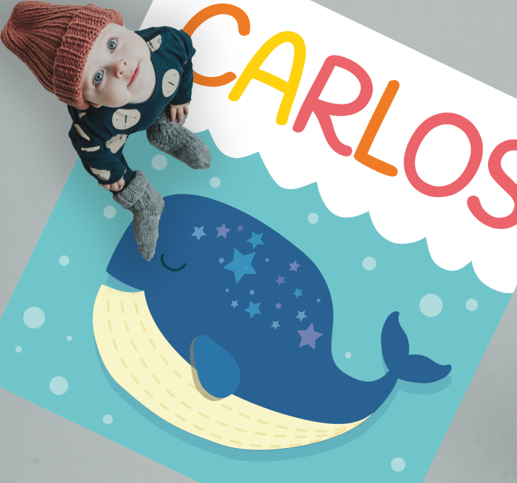 名前 ビニールマット かわいいクジラのシーン - TENSTICKERS