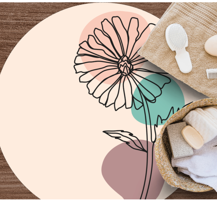 デイジーフラワーネイチャーラインアートデザインフローラルラグ - TENSTICKERS