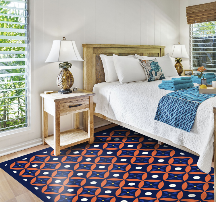 ダークブルーのテクスチャタイルモザイク床 - TENSTICKERS