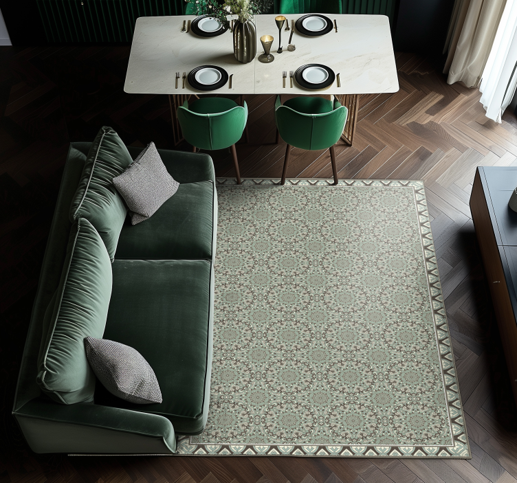 ダイニングルーム ビニールマット 花柄タイル模様 - TENSTICKERS