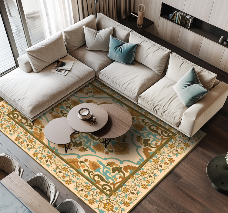 ダイニングルーム ビニールマット マンダラベージュデザイン - TENSTICKERS