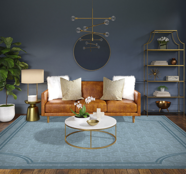 ダイニングルーム ビニールマット ソフトブルーバロック - TENSTICKERS