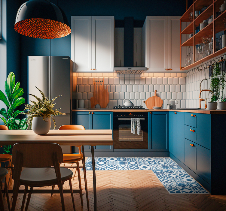 エレガントなタイルビニールキッチンマット - TENSTICKERS