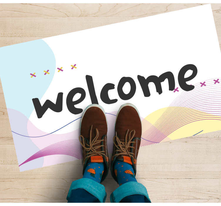 玄関マットビニールモダン抽象的な歓迎 - TENSTICKERS