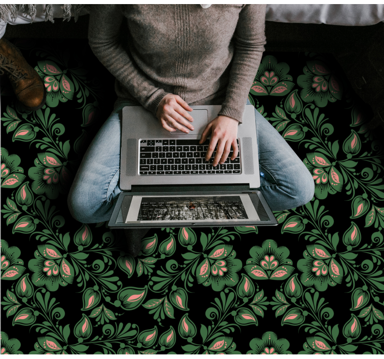 花のロシア風エスニックラグ - TENSTICKERS