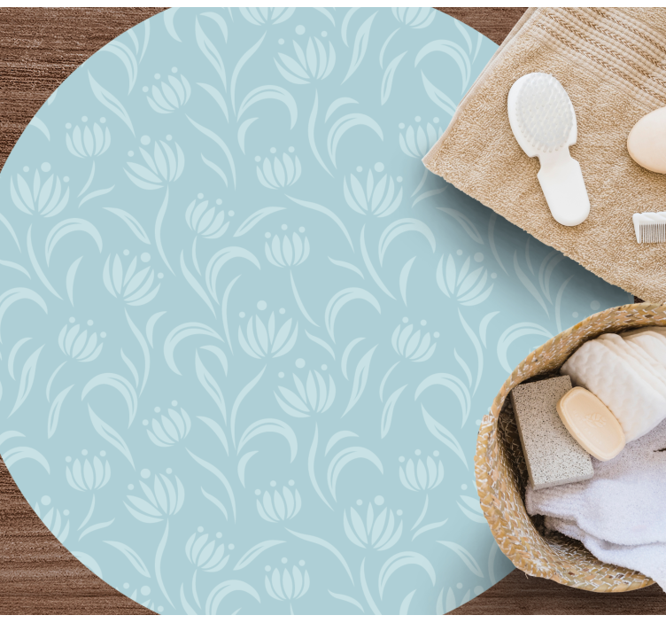 花と植物の壁画青い柔らかなパターン - TENSTICKERS