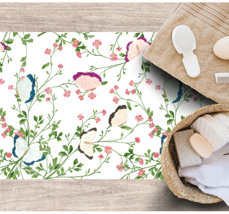 花と植物の壁画蝶のパターン - TENSTICKERS