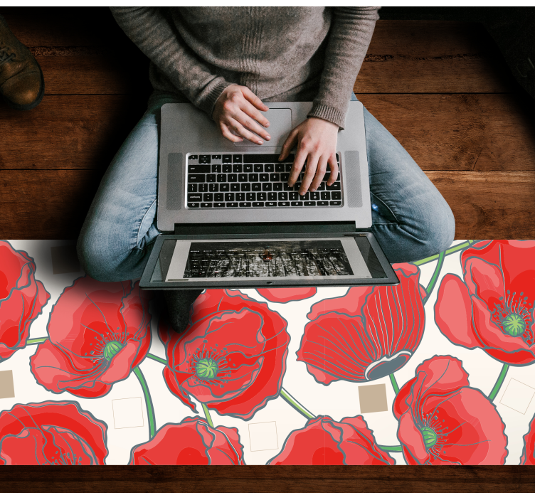 花と植物の壁画深紅の花の洗練 - TENSTICKERS