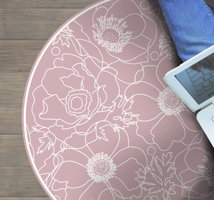 花と植物の壁画 花のアウトラインモチーフ - TENSTICKERS