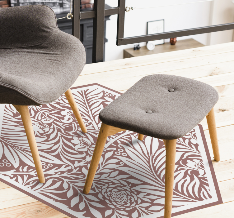 花と植物の壁画 花の対称六角形 - TENSTICKERS