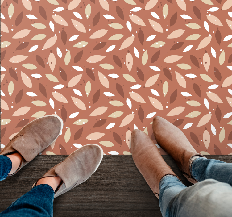 花と植物の壁画 葉っぱ模様 - TENSTICKERS