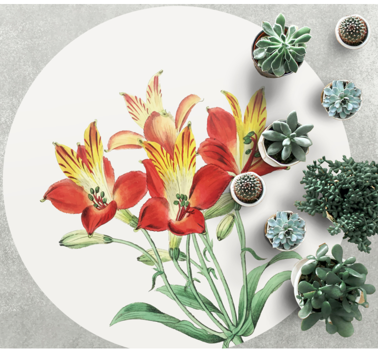 花と植物の壁画生き生きとした赤い花々 - TENSTICKERS