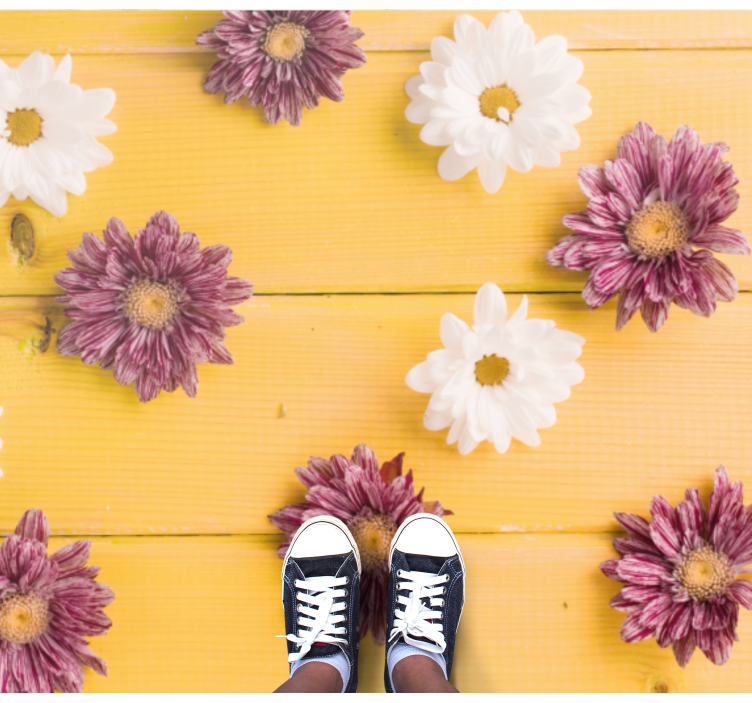 花と植物の壁画ピンクとホワイトの花びら - TENSTICKERS