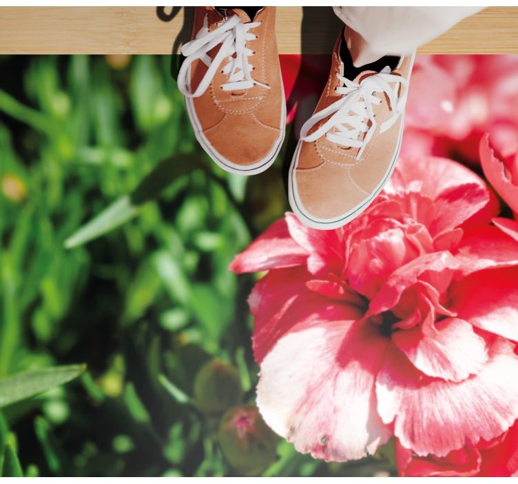 花と植物の壁画ピンクの花と草 - TENSTICKERS