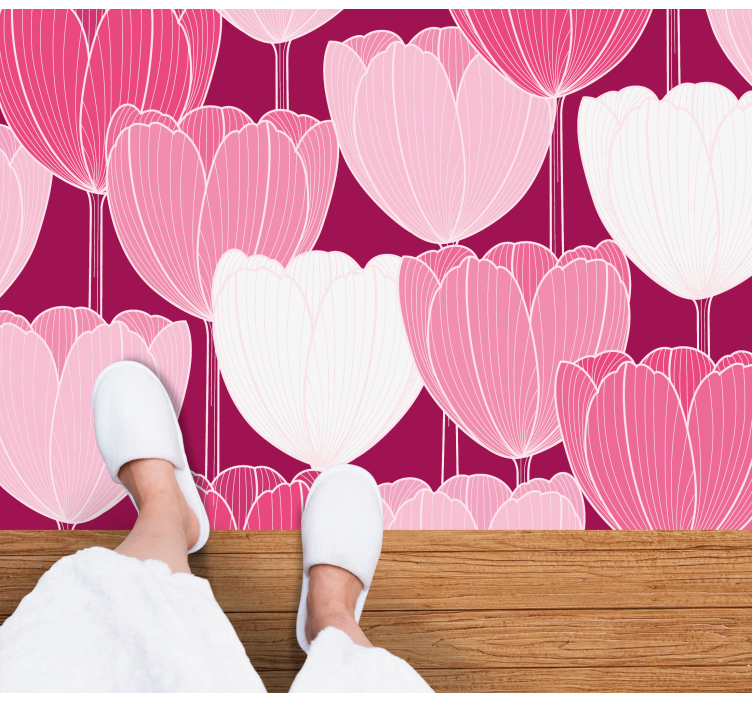 花と植物の壁画ピンクチューリップ要素 - TENSTICKERS