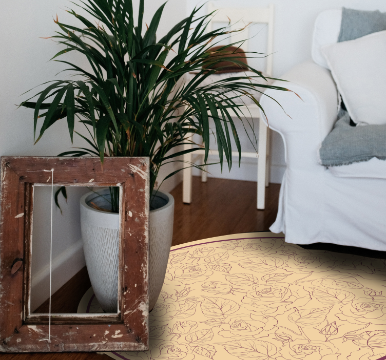 花と植物の壁画 バラ模様 丸型 - TENSTICKERS