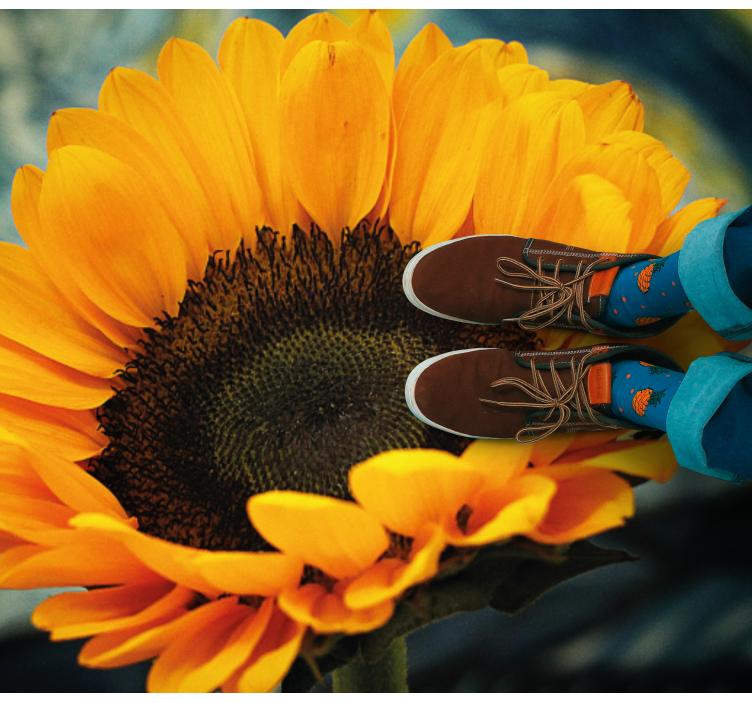 花と植物の壁画ひまわりの輝く花咲く - TENSTICKERS