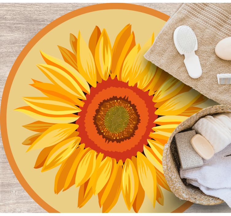 花と植物の壁画ひまわりラウンド - TENSTICKERS