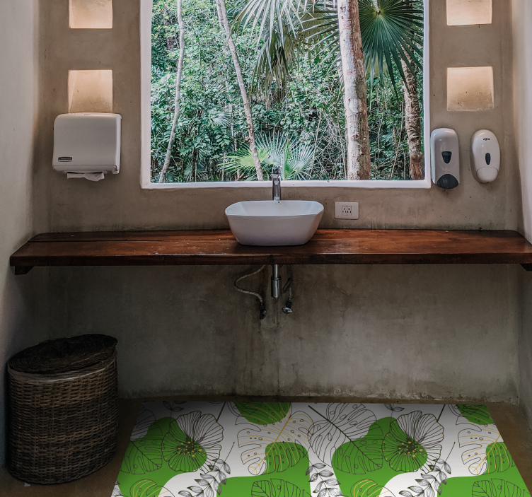 花と植物の壁画 トロピカルモンステラ - TENSTICKERS