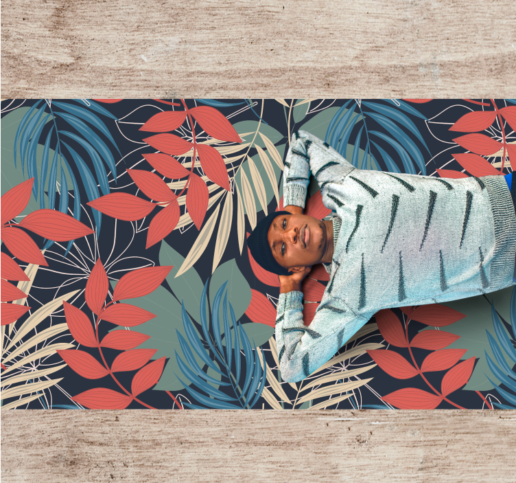 花と植物の壁画鮮やかな葉のパターン - TENSTICKERS