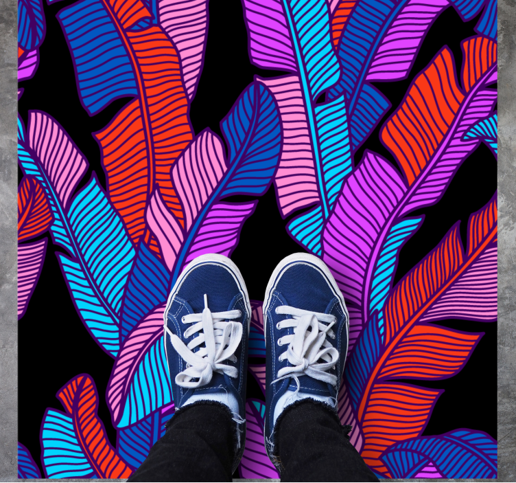 花と植物の壁画 鮮やかな葉の模様 - TENSTICKERS